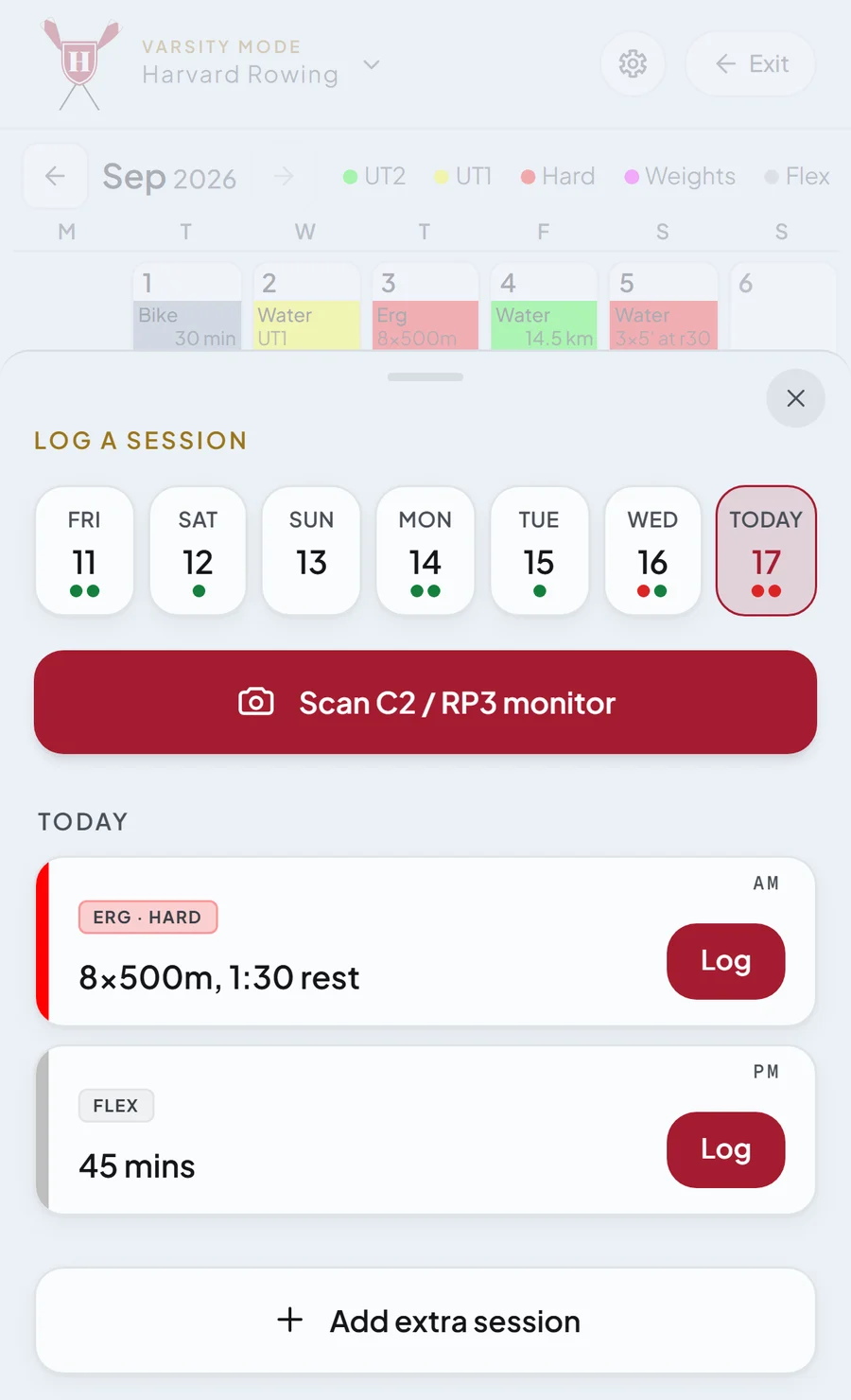 Log: Log a session in a few taps.